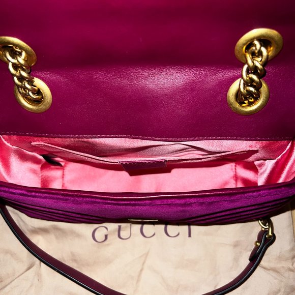 AUTHENTIC Gucci Velvet Small GG Marmont Shoulder Bag - Picture 5 of 9